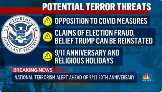 DHS potential terror threats Anti Covid-19 Vaccine, Election Fraud and the Religious