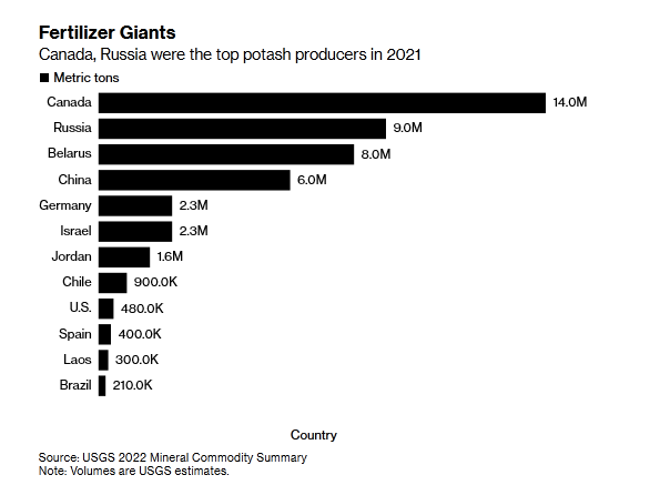 Fertilizer Giants Canada, Russia were the top potash producers in 2021