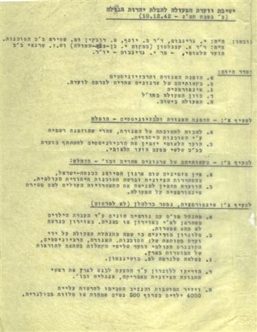 Protocol of the presidency of the Rescue Committee 10.12.1942