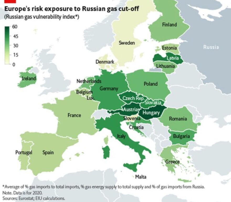 EU gas risk map 2022