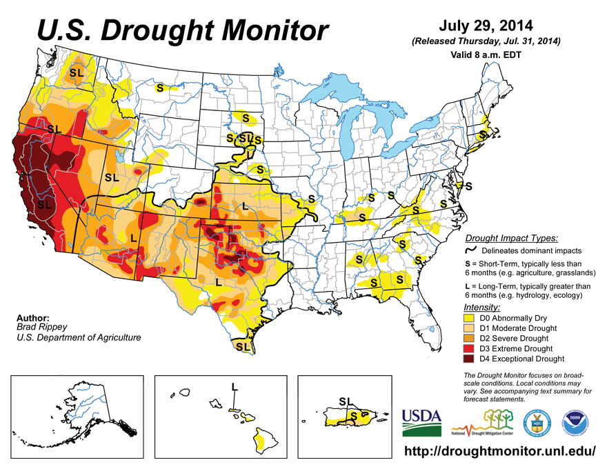 US-drought-conditions-2014-07-29_usdm http://droughtmonitor.unl.edu/