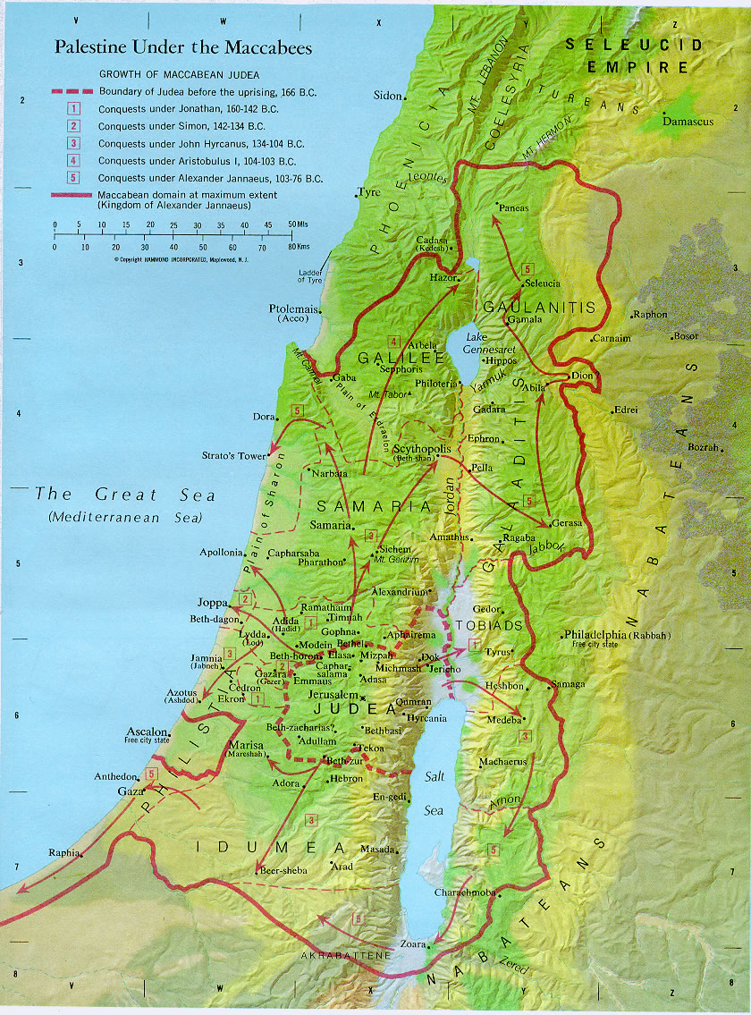 Map of the entire period of the Hasmonean reign
