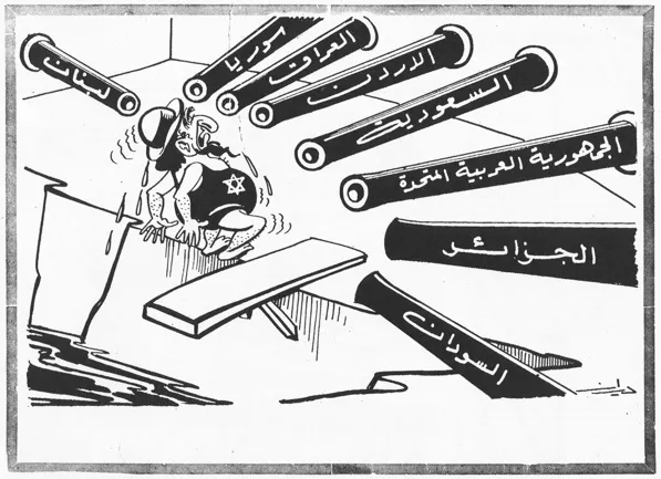 Cannons of eight Arab states: Sudan, Algeria, United Arab Republic (then Egypt), Saudi Arabia, Jordan, Iraq, Syria and Lebanon. Lebanese daily Al-Jarida, May 31, 1967.