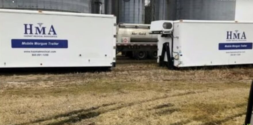 Mobile Morgue Trailers on a farm in Joliet, IL, southwest of Chicago