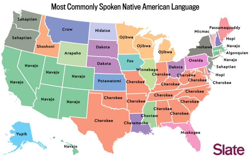 Native American languages spoken by US state_Map