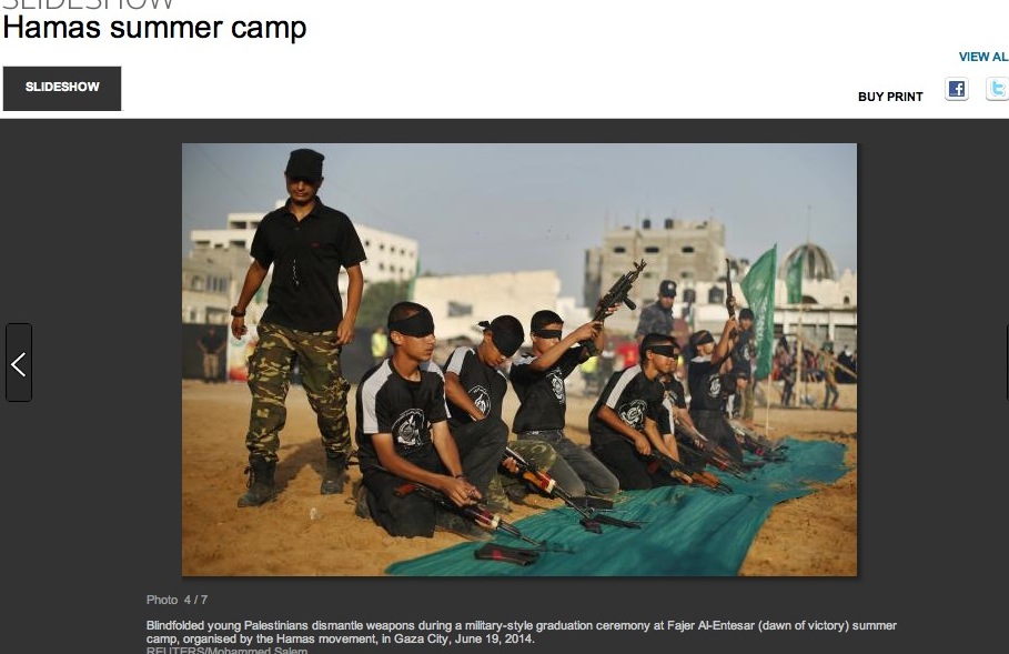 READY TO ROAST MARSHMALLOWS, KIDS?: A Gaza summer camp. Were any of these children among the “civilian casualties” that Hamas is claiming? (screenshot: from a Reuters slideshow in June)