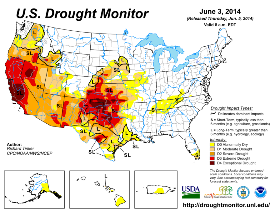 US drought conditions 2014-06-03_usdm