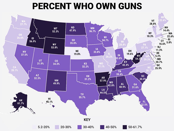 Gun ownership state map