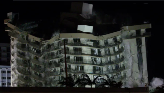 Surfside condominium building collapse 24June2021 A 12-story beachfront condominium in the Miami suburb of Surfside, Florida,