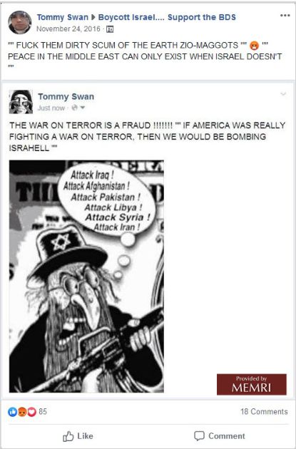 Tommy Swan tweet- Antisemetic Cartoon