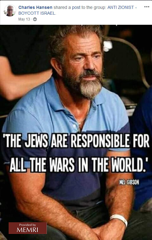 Charles Hanson tweet Mel Gibson Antisemitic War quote