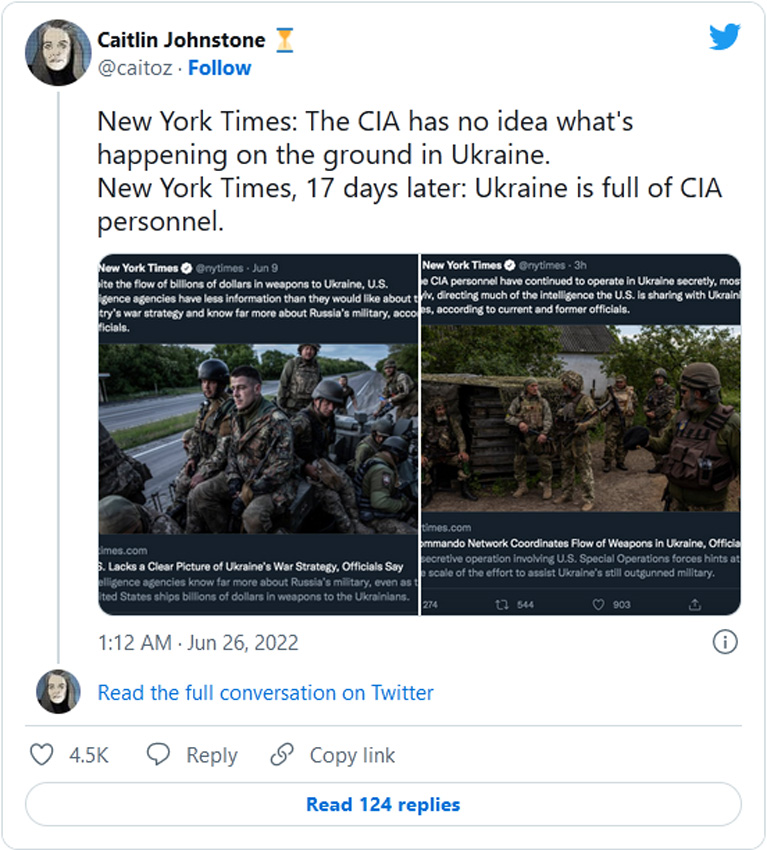 Caitlin Johnstone-tweet-25June2022-Ukraine is full of CIA personnel.