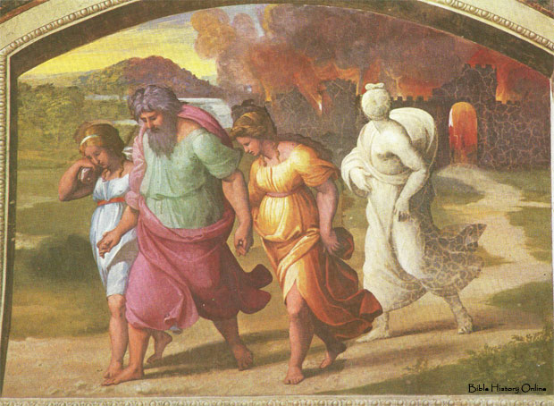 Lot and his family fleeing Sodom & Gomorrah