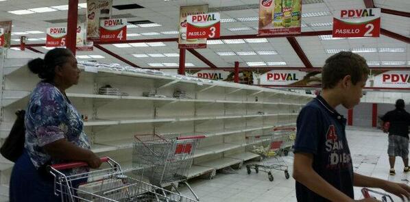 Supermarket empty shelves in Venezuela