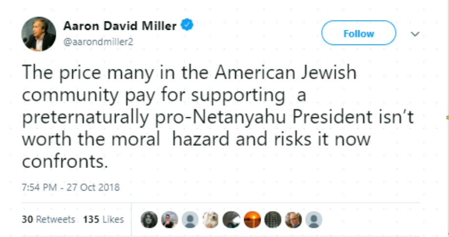 Aaron David Miller-tweet-27October2018-The price many in the American Jewish 