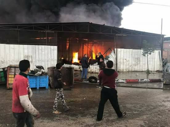 Palestinian rioters set own factory on fire Qusra-FB 2