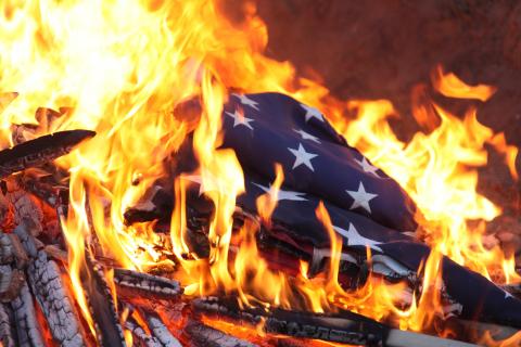 US flag burning