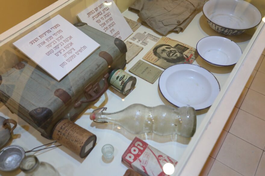 Items displayed in “The Zionist Side of the Coin” exhibit at the HerzLilienblum Museum in Tel Aviv. Photo: courtesy