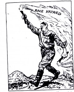 Cartoonist Keith Temple, in the New Orleans Times-Picayune, echoed the naive but widespread belief in the West that conservative leaders in the German political and industrial communities would restrain Hitler's radicalism. Photo: Courtesy of The David S. Wyman Institute for Holocaust Studies.