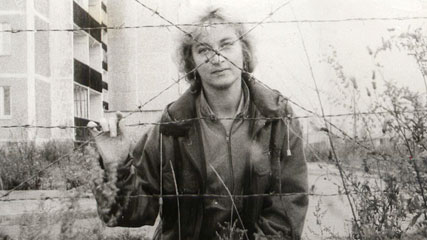 Courtesy of Natalia Manzurova Natalia Manzurova, shown here in 1988 in the "dead zone" of the Pripyat, is one of the relatively few survivors among those directly involved in the cleanup of Chernobyl.