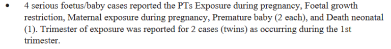 Confidential Pfizer Documents 4 serious foetus-baby cases were reported due to exposure to the Pfizer injection.