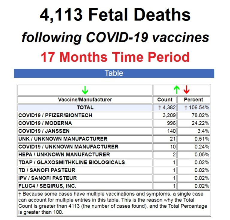 Confidential Pfizer Documents 4113 Fetal Deaths following COVID-19 Vaccines
