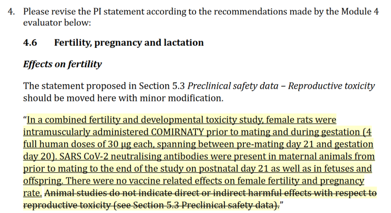 Confidential Pfizer Documents Please revise 4.6 Fertility, pregnancy and lactation