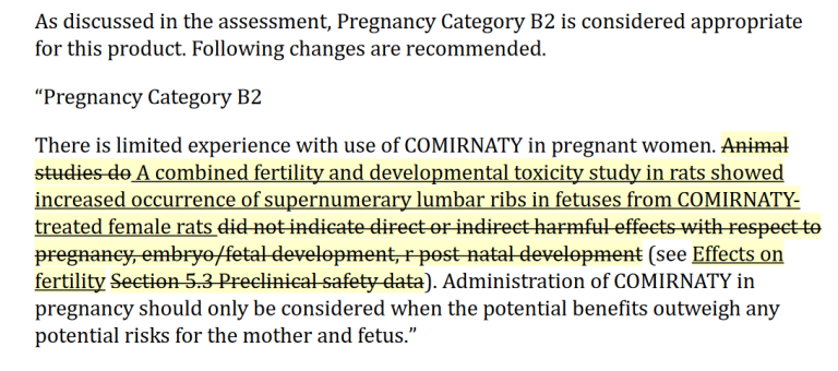 Confidential Pfizer Documents Pregnancy Category B