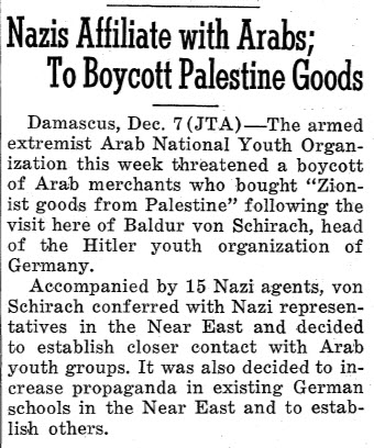 Nazis Affiliated with Arabs toboycott Jewish Palestine Goods