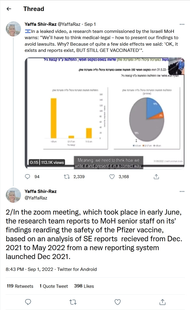 Yaffa Shir-Raz-tweet-1September2022-Israeli MoH warns-2/In the Zoom Meeting