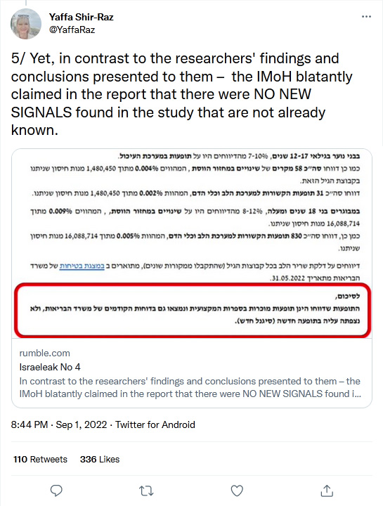 Yaffa Shir-Raz-tweet-1September2022-Israeli MoH warns-5/Yet, in contrast