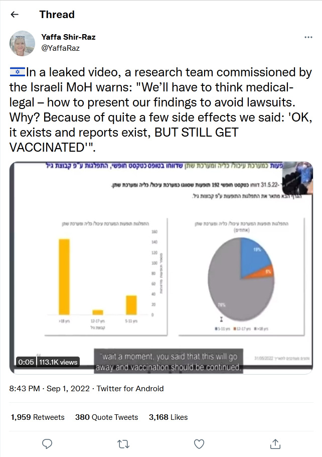 Yaffa Shir-Raz-tweet-1September2022-Israeli MoH warns