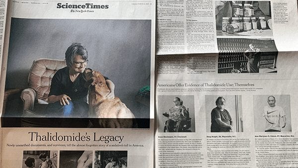 Feature story published in the New York Times on March 24, 2020 (Photo courtesy Carolyn Farmer Sampson.)