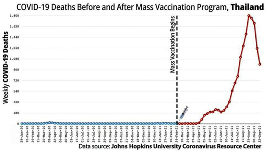 Covid-19 Deaths Before and After Mass Vaccination Program, Thailand