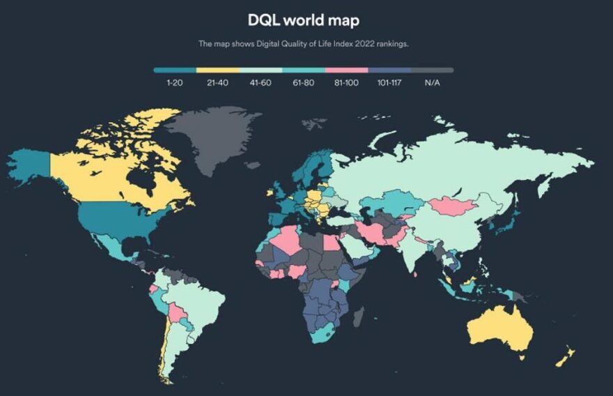 DQL World Map Digital Quality of Life Index.