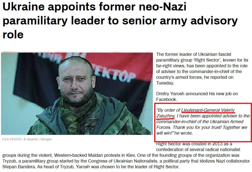 Ukraine appoints former neo-Nazi paramilitray leader to senior army advisory role