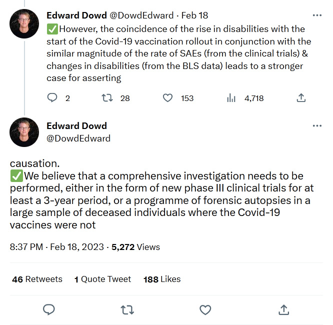 Edward Dowd-tweet-18February2023-We believe that a comprehensive investigation needs to be performed