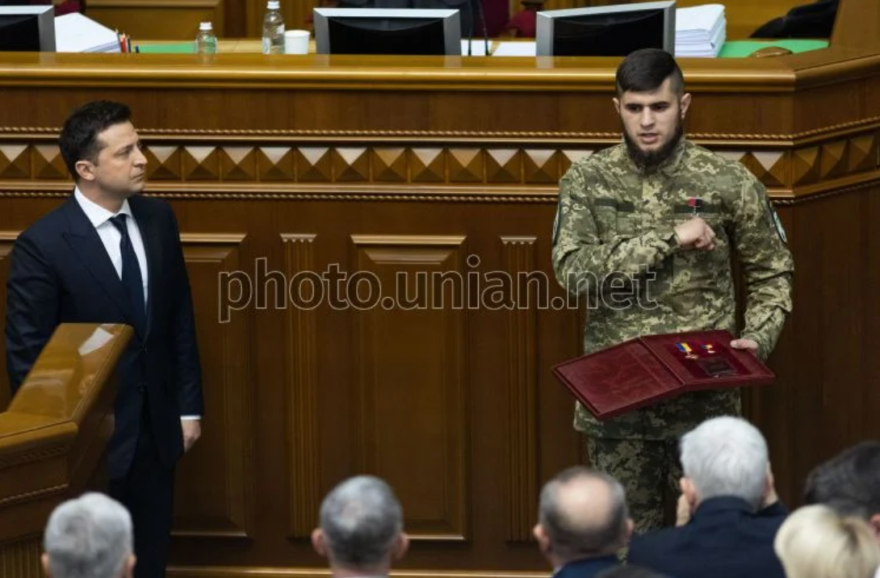 Zelensky awards Right Sector commander Dmytro Kotsyubaylo the 'Hero of Ukraine' award