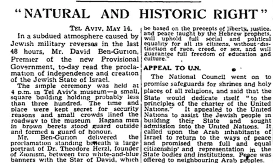 Manchester Guardian, 15 May 1948-Natural and Historic Right