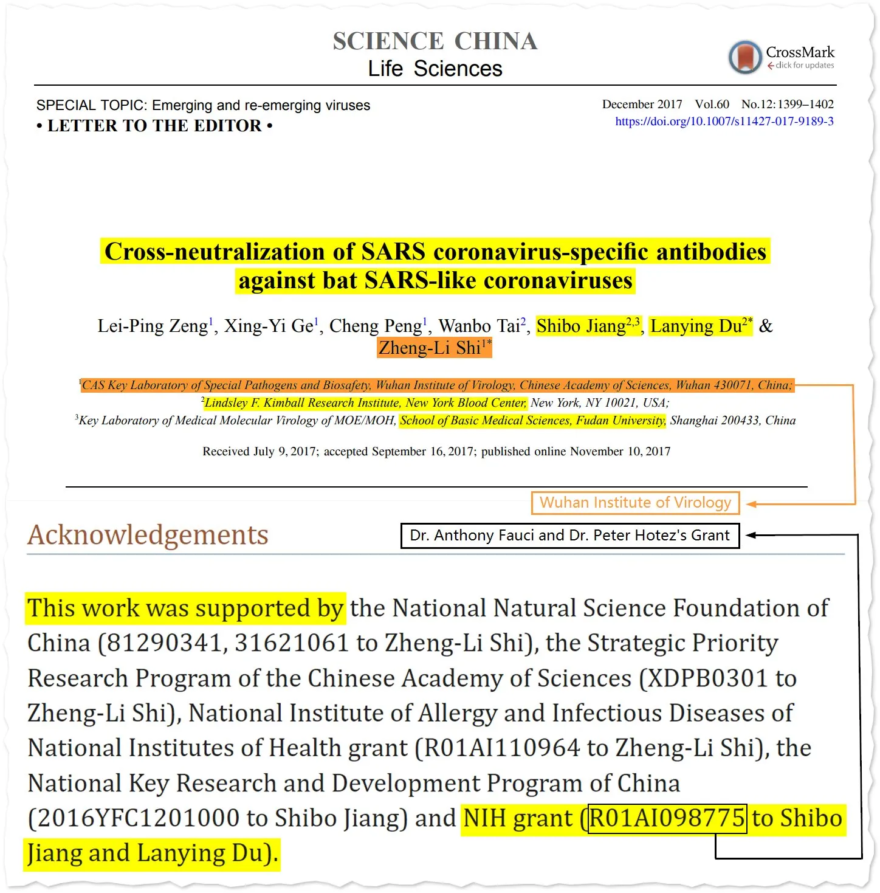 At least five publications funded by Dr. Fauci and Dr. Hotez's grant list Dr. Zhou Yusen, a People’s Liberation Army officer-4