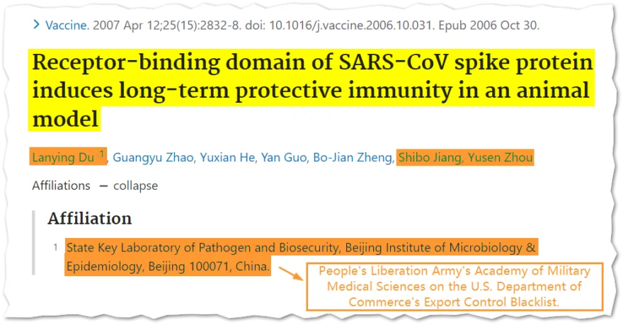 Before migrating to the U.S. and receiving funding from Dr. Fauci and Dr. Hotez, Dr. Lanying Du co-published research on SARS-coronaviruses