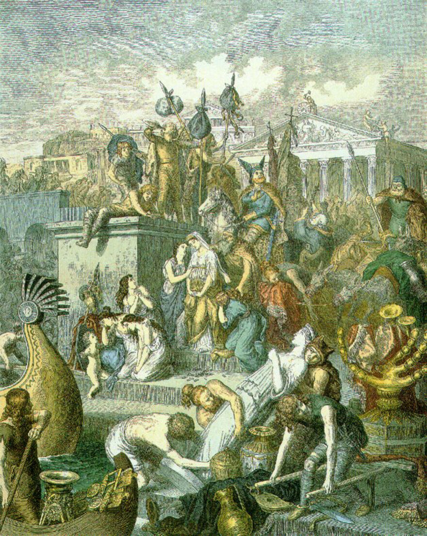 Heinrich Leutemann,-Rome's plundering by the vandals (c.1860–1880)