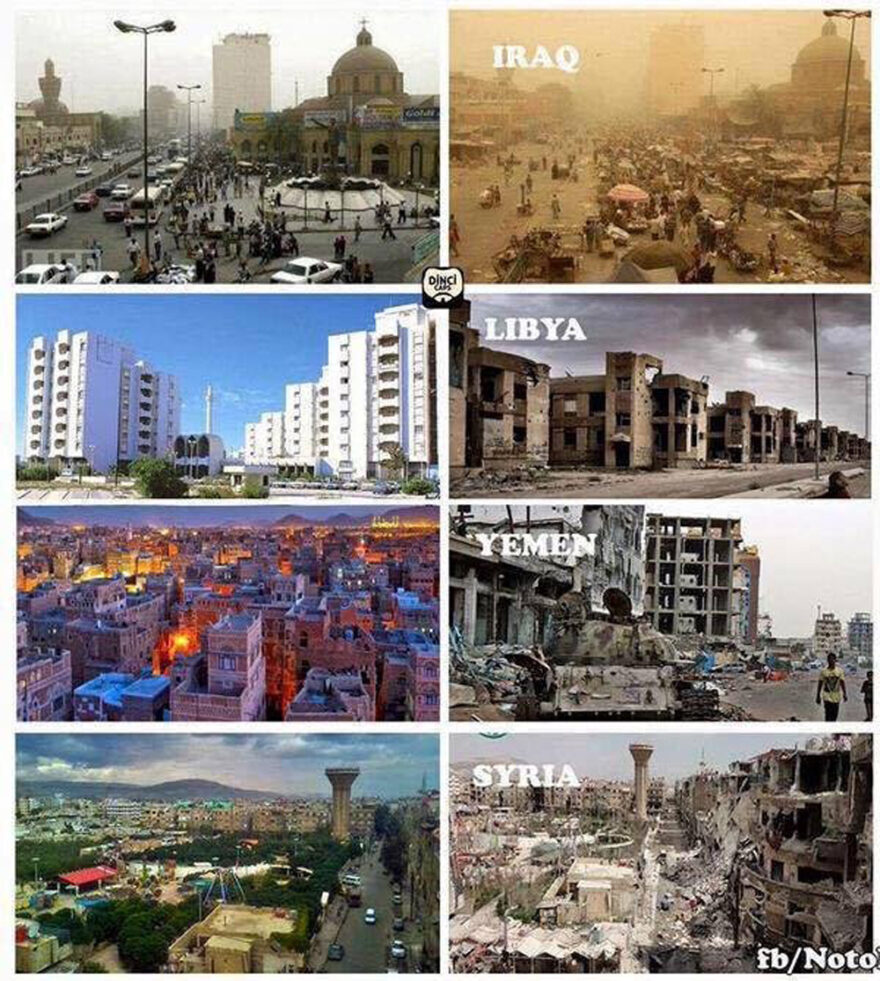 IRAQ-LIBYA-YEMEN-SYRIA-before-after US intervention