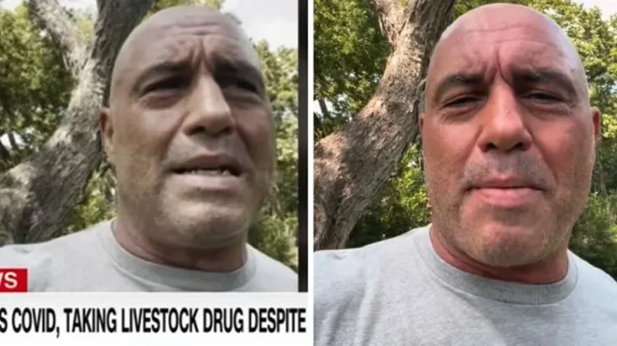 Brought to you by Pfizer-CNN version-left side Rogan original-right side