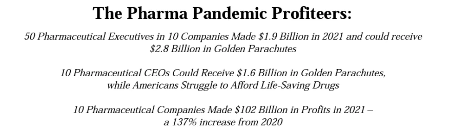 The Pharma Pandemic profiteers