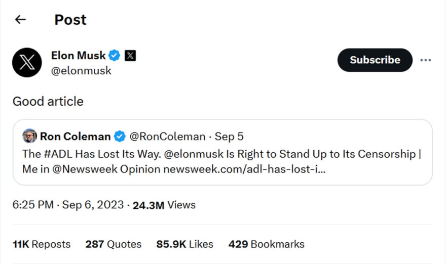 Elon Musk-tweet-6September2023-Good article