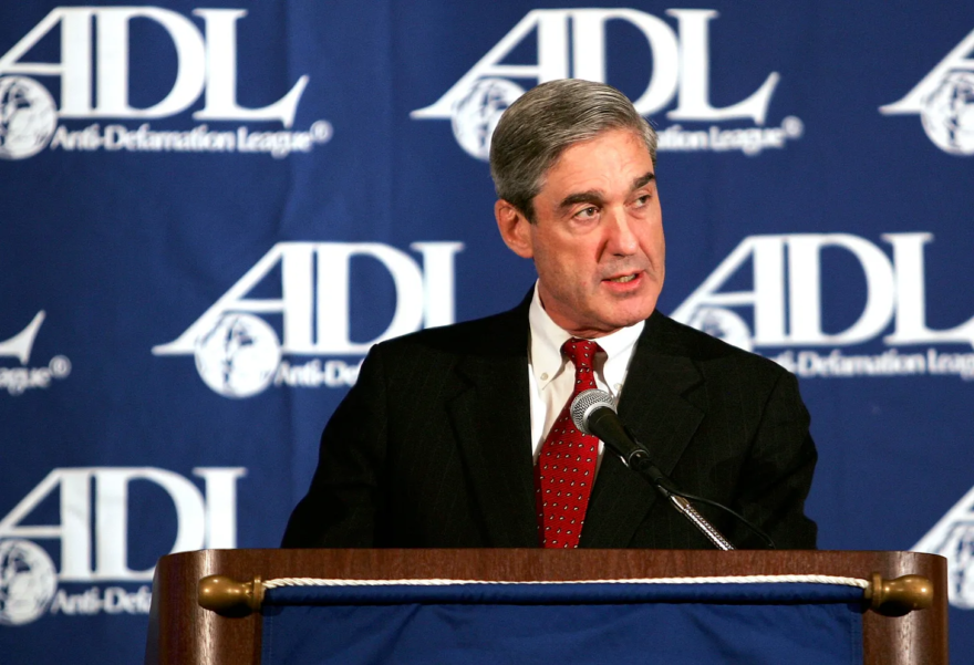 FBI Director Robert Mueller gives the keynote speech at the Anti-Defamation League's 2005 National Commission Meeting November 3, 2005 in New York City. Mueller, who was joined by UN Ambassador John Bolton, spoke on terrorism, extremism and other global topics that are the centerpiece of this years ADL National Commission Meeting. (Photo by Spencer Platt/Getty Images)