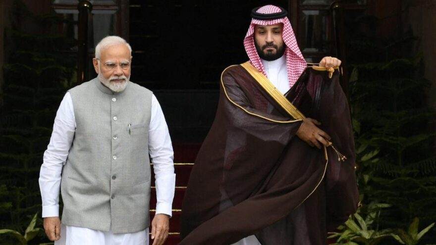 Indian Prime Minister Narendra Modi meets with Crown Prince Of Saudi Arabia Mohammed Bin Salman Bin Abdulaziz Al-Saud 