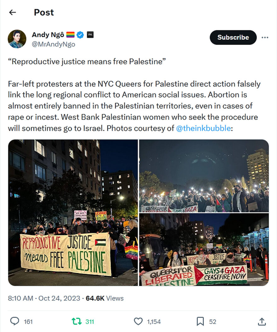 Andy Ngô-tweet-24October2023-Reproductive justice means free Palestine