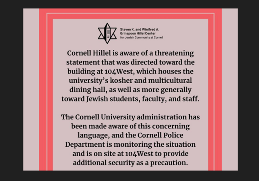 Cornell Hillel Warning Threats-10-29-2023